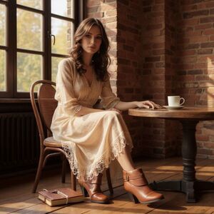 Coach and Four Becky Women's Brown Leather Heeled Boots Sz 8M SKU 5230